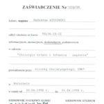 Certyfikat 1998.04.20 szkolenie Warszawa