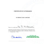 Certyfikat 1998.09.01 szkolenie Helsinki Finlandia